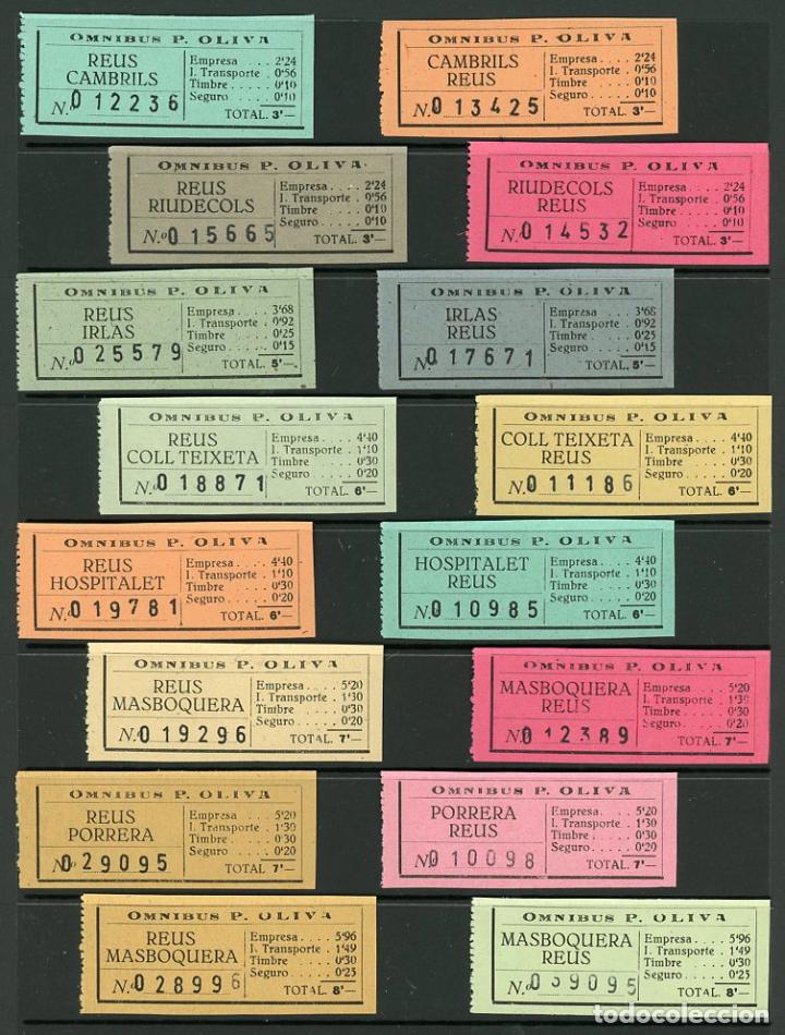 Coleccionismo Billetes de transporte: (L016) 16 BILLETES DE OMNIBUS P. OLIVA // DISTINTAS POBLACIONES DE TARRAGONA // A&Ntilde;OS 40 // Z22B