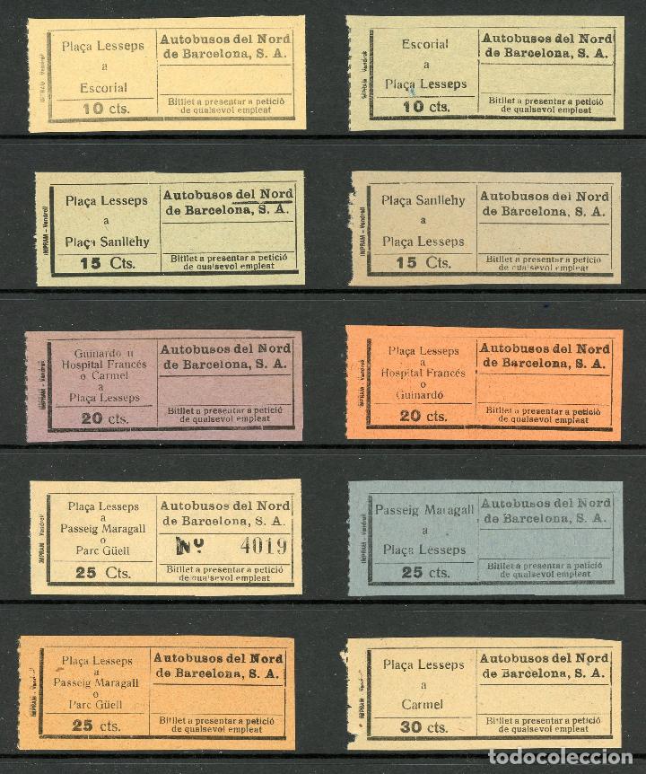 Coleccionismo Billetes de transporte: (F26//8) (L017) DIEZ BILLETEs DE AUTOBUSOS DEL NORD DE BCN // CON IMPRESOR // A&Ntilde;OS 30 // Z24