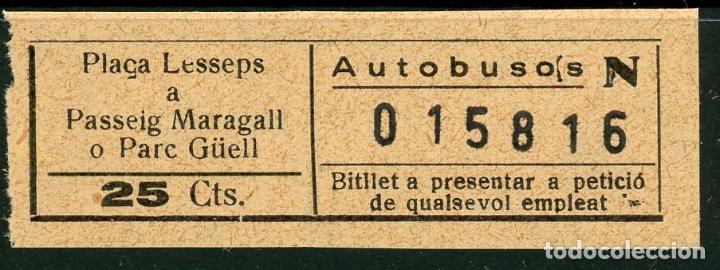 Collectionnisme Billets de transport: (F26//10) BILLETE DE AUTOBUSOS N DE BARCELONA // GUERRA CIVIL // A&Ntilde;O 1936 // Z25