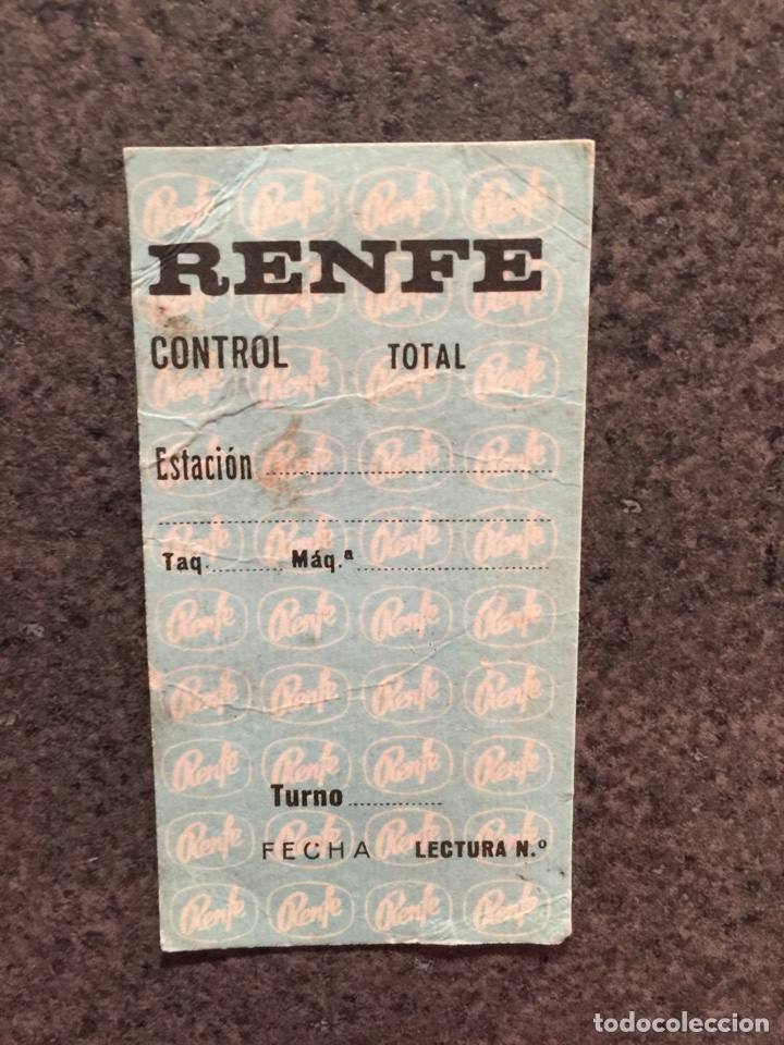 Coleccionismo Billetes de transporte: Billete de control // Hugin // cierre de cuentas // Logo antiguo // Renfe