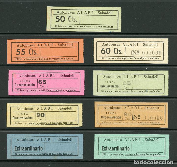 Coleccionismo Billetes de transporte: (L002) 9 BILLETES DE AUTOBUSES ALARI - SABADELL (BARCELONA) // A&Ntilde;OS 40 // Z3