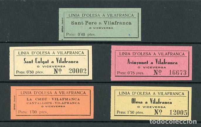 Sammeln von Fahrkarten: (L025) 5 BILLETES DE LINIA D'OLESA A VILAFRANCA // A&Ntilde;OS 30-40 // Z35