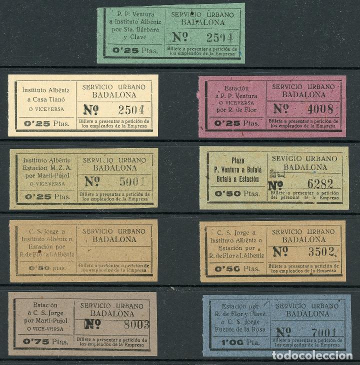 Collectionnisme Billets de transport: (L033) 9 BILLETES DEL SERVICIO URBANO DE BADALONA // A&Ntilde;OS 30 // V54