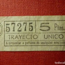 Coleccionismo Billetes de transporte: BILLETE DE TRANVIA - TRANVIAS DE BARCELONA - 5 PTAS - 57275 - NÚMERO CAPICUA -