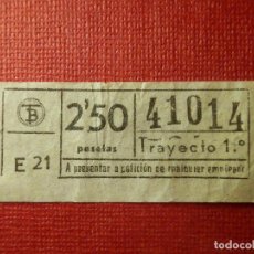 Coleccionismo Billetes de transporte: BILLETE DE TRANVIA - TRANVIAS DE BARCELONA - 2,50 PTAS - 41014 - NÚMERO CAPICUA -