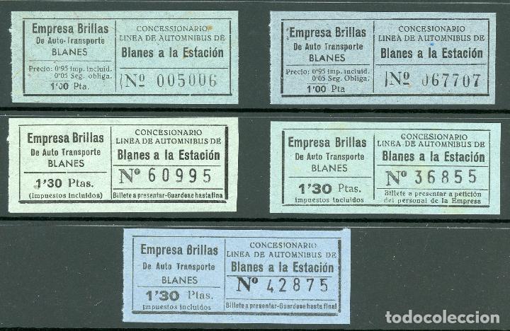 Coleccionismo Billetes de transporte: (L043) 5 BILLETES DE EMPRESA BRILLAS DE BLANES (GERONA) // X7
