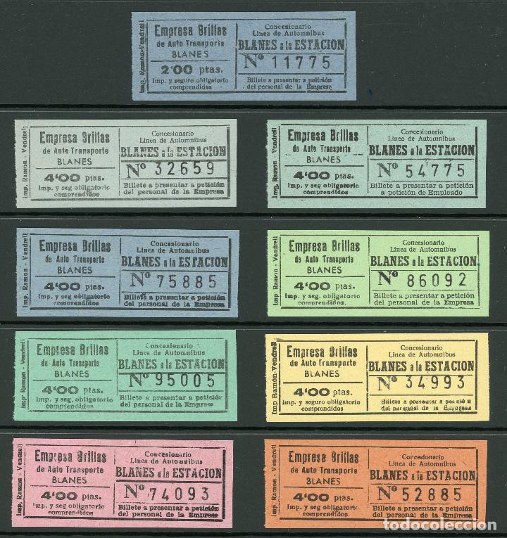 Coleccionismo Billetes de transporte: (L045) 9 BILLETES DE EMPRESA BRILLAS DE BLANES (GERONA) // X8