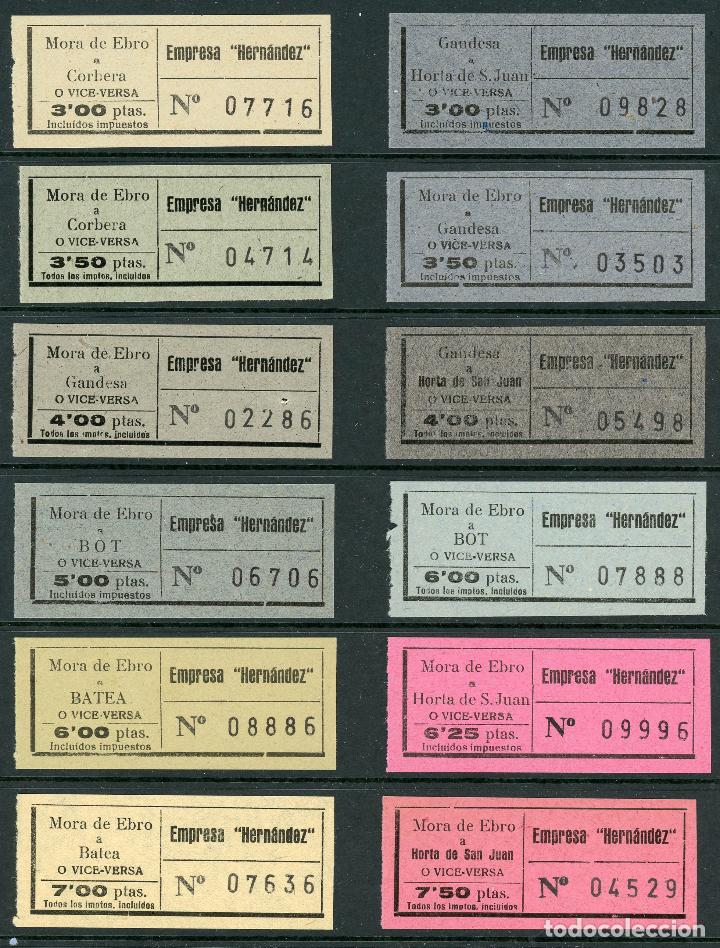 Coleccionismo Billetes de transporte: (L063) 6 BILLETES DE EMPRESA HERNANDEZ - MORA DE EBRO // X40