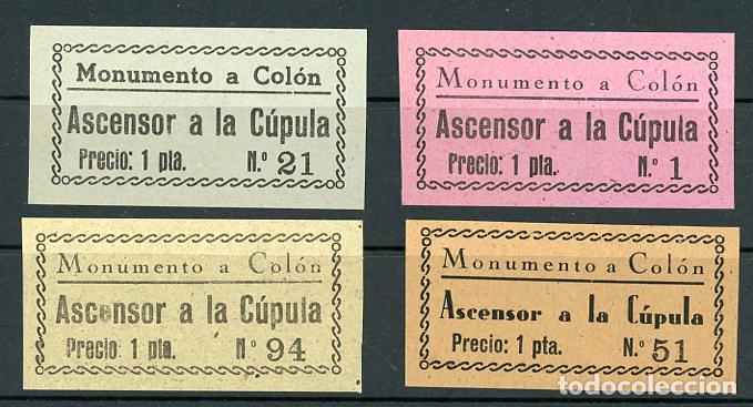 Colecionismos Bilhetes de Transporte: (F29//7) (L034) CUATRO BILLETES DEL ASCENSOR DEL MONUMENTO A COLON (BARCELONA) // A&Ntilde;OS 40 // Z52