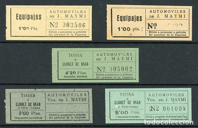 Coleccionismo Billetes de transporte: (L055) 5 BILLETES DE AUTOMOVILES ... MAYMI // TOSSA - LLORET DE MAR // Z9