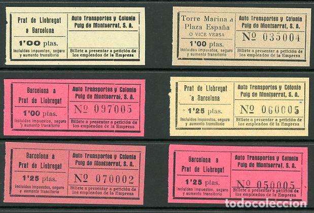 Coleccionismo Billetes de transporte: (L059) 6 BILLETES DE AUTO TRANSPORTES Y COLONIA PUIG DE MONTSERRAT S.A. // A&Ntilde;OS 40-50 // Z41