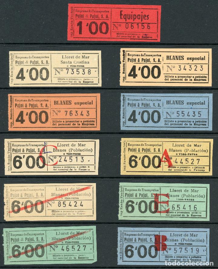 Coleccionismo Billetes de transporte: (L103) 11 BILLETES DE EMPRESA PUJOL & PUJOL, S.A. // LLORET - BLANES // Y49