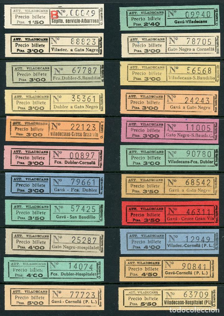 Coleccionismo Billetes de transporte: (L107) 22 BILLETEs DE AUTOBUSES VILADECANS (BARCELONA) // MEDIDAS APROX. 7,5 x 1,8 cm. // V13