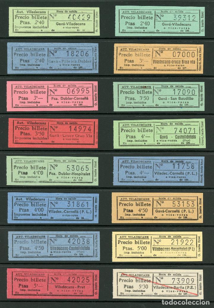 Coleccionismo Billetes de transporte: (L109) 16 BILLETEs DE AUTOBUSES VILADECANS (BARCELONA) // MEDIDAS APROX 8 x 2,5 cm // V15