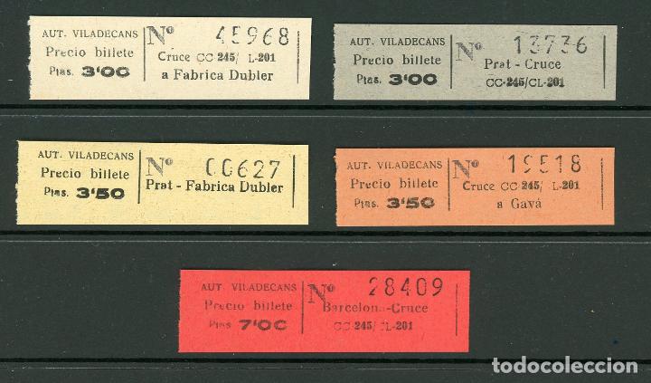 Coleccionismo Billetes de transporte: (L111)     5 BILLETES DE AUTOBUSES VILADECANS (BARCELONA) // MEDIDAS APROX 7,5 x 2 cm // V16