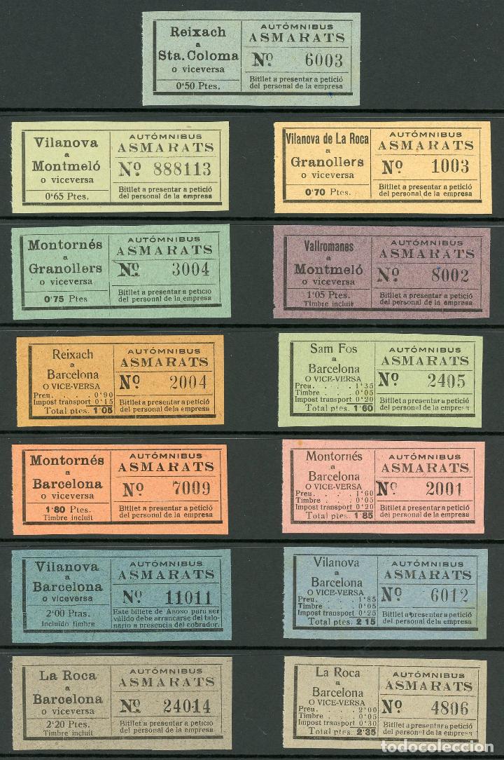 Coleccionismo Billetes de transporte: (L117) 13 BILLETES DE AUTOMNIBUS ASMARATS // A&Ntilde;OS 30 // Z26