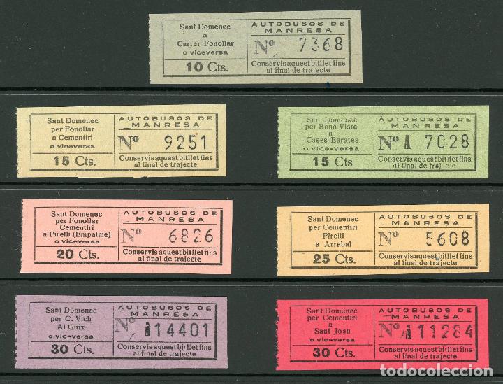 Coleccionismo Billetes de transporte: (L120) 7 BILLETES DE MANRESA  CIUDAD (BARCELONA) // W37