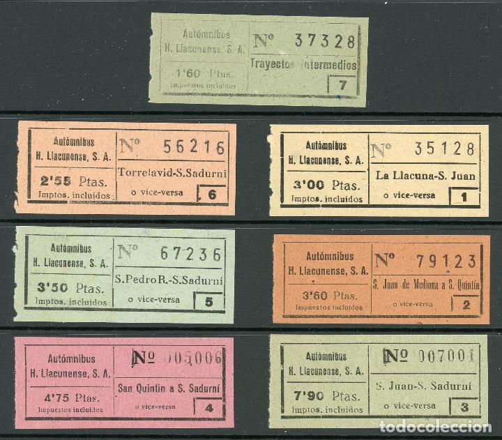 Coleccionismo Billetes de transporte: (L124) 7 BILLETES DE H. LLACUNENSE // A&Ntilde;OS 50 // X45