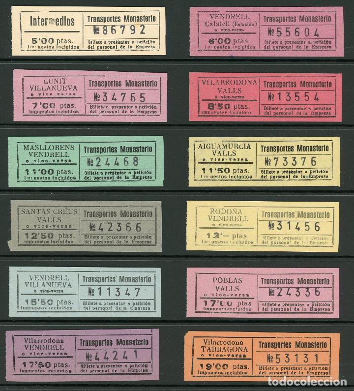 Coleccionismo Billetes de transporte: (L126) 12 BILLETES DE TRANSPORTES MONASTERIO // A&Ntilde;OS 50 // Y35