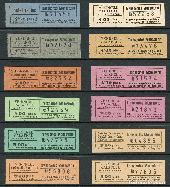 Coleccionismo Billetes de transporte: (L125) 12 BILLETES DE TRANSPORTES MONASTERIO // A&Ntilde;OS 50 // Y35
