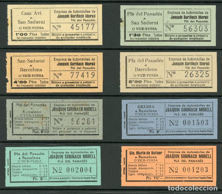 Coleccionismo Billetes de transporte: (L128) 8 BILLETES DE JOAQUIN SURI&Ntilde;ACH // PLA DEL PENEDES // A&Ntilde;OS 50 // Y62