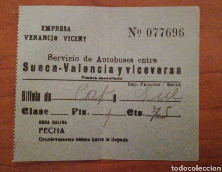 Coleccionismo Billetes de transporte: BILLETE BUS SUECA VALENCIA