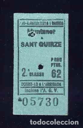 Coleccionismo Billetes de transporte: Billete de tren de carton grueso de MONTANER A SANT QUIRZE DEL VALLES