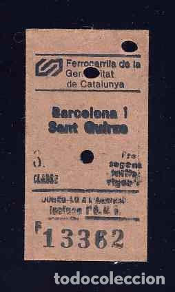Collectables Transport Tickets: Billete de tren de carton grueso de BARCELONA A SANT QUIRZE DEL VALLES