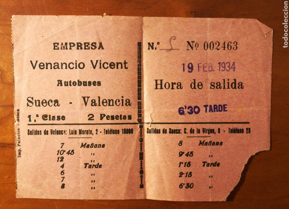 Coleccionismo Billetes de transporte: BILLETE BUS SUECA VALENCIA 1934