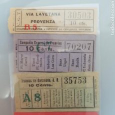 Coleccionismo Billetes de transporte: 4 BILLETES TRANVÍA BARCELONA AÑOS 1910' CAPICUA 10 CTMOS. Lote 95056030