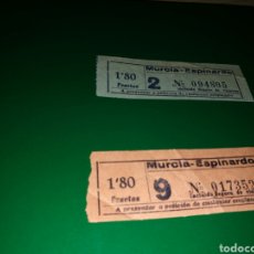Coleccionismo Billetes de transporte: DOS BILLETES DE AUTOBÚS DE MURCIA A ESPINARDO. AÑOS 60. Lote 97812576