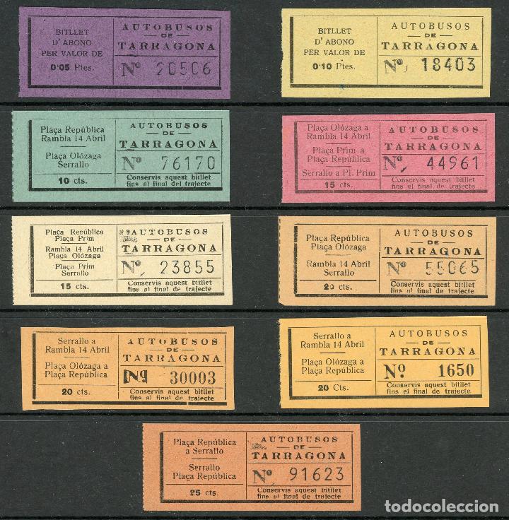 Coleccionismo Billetes de transporte: (L132) 9  BILLETES DE AUTOBUSOS DE TARRAGONA // SIN IMPRESOR // A&Ntilde;OS 30 // V50