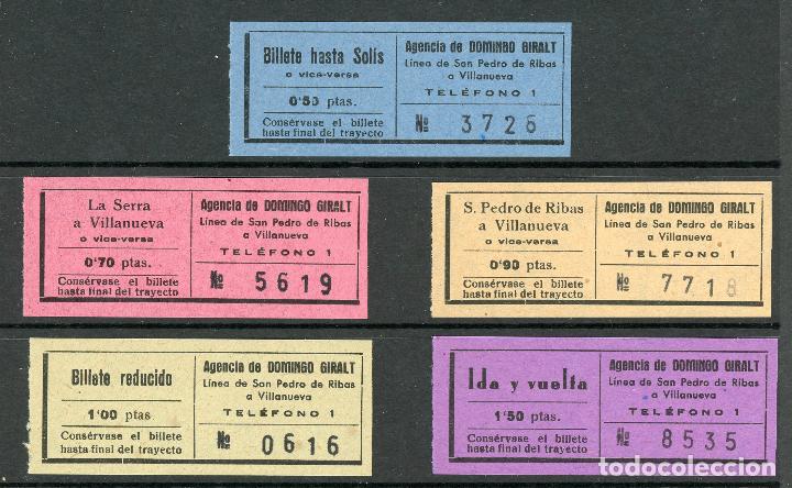 Coleccionismo Billetes de transporte: (L137) 5 BILLETES DE DOMINGO GIRALT // S. PEDRO DE RIBAS - VILLANUEVA // A&Ntilde;OS 40 // Z50