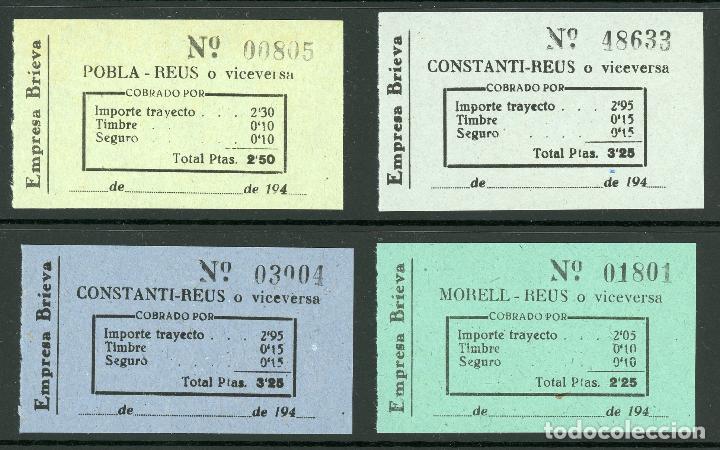 Coleccionismo Billetes de transporte: (L139)  4 BILLETES DE EMPRESA BRIEVA // CONSTANTI, POBLA, MORELL - REUS // A&Ntilde;OS 40 // Z35