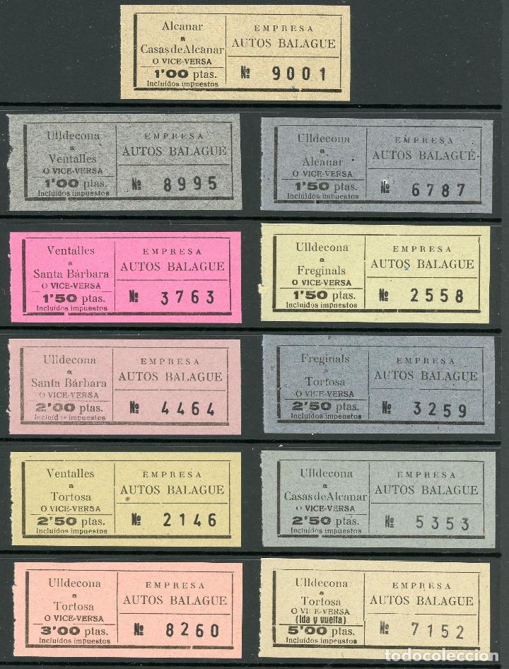 Coleccionismo Billetes de transporte: (L144)  11 BILLETES DE AUTOS BALAGUE  // A&Ntilde;OS 40 - 50 // Z48