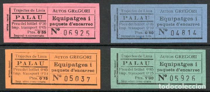 Coleccionismo Billetes de transporte: (L147)  4 BILLETEs DE AUTOS GREGORI // PALAU // A&Ntilde;OS 30 // X32