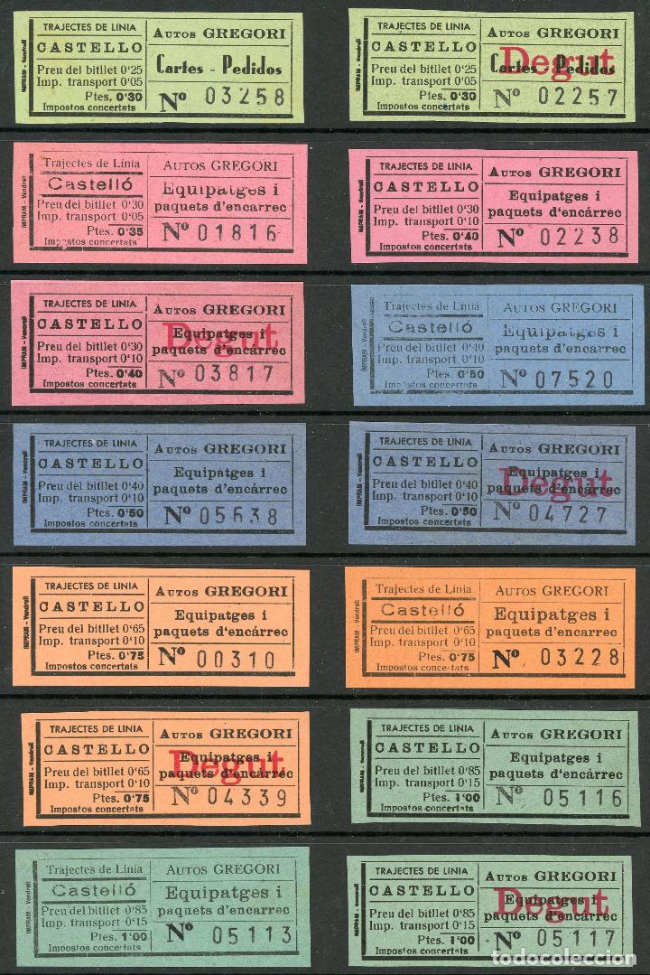 Coleccionismo Billetes de transporte: (L148)  14  BILLETEs DE AUTOS GREGORI // CASTELLO // A&Ntilde;OS 30 // X32