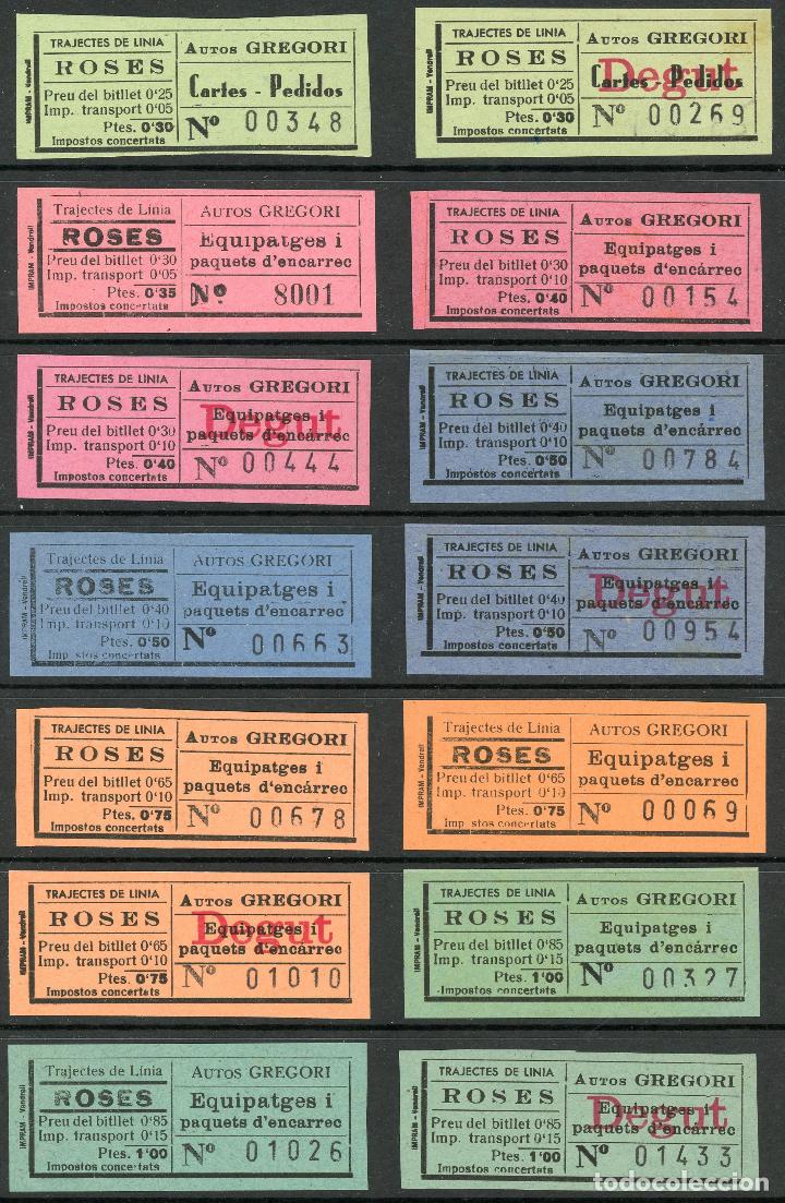 Coleccionismo Billetes de transporte: (L149)  14 BILLETEs DE AUTOS GREGORI // ROSES // A&Ntilde;OS 30 // X33
