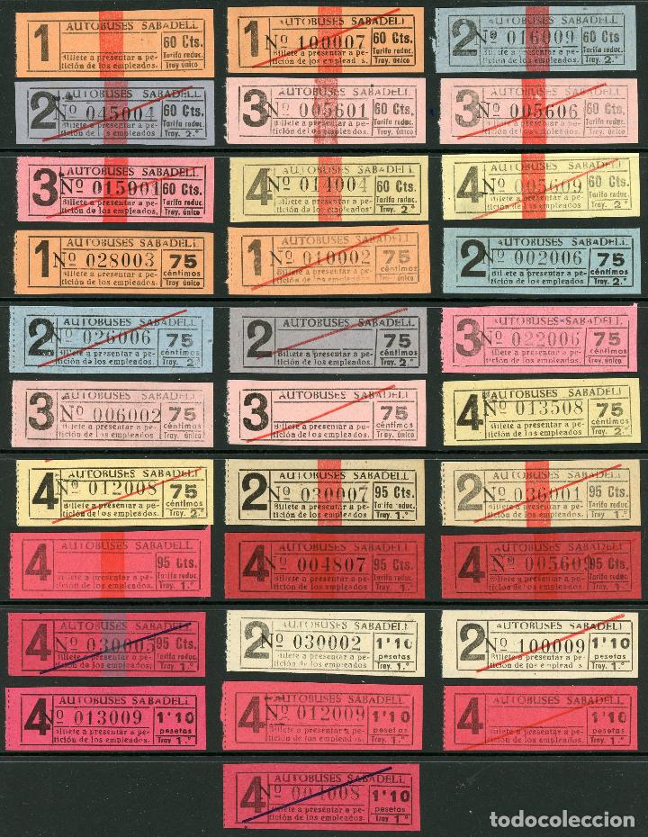 Coleccionismo Billetes de transporte: (L157) 31 BILLETES DE AUTOBUSES /OS SABADELL // A&Ntilde;OS 30...50 // U12...26