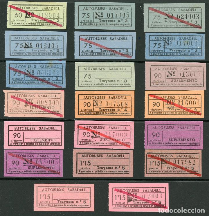 Coleccionismo Billetes de transporte: (L159) 20 BILLETES DE AUTOBUSES /OS SABADELL // A&Ntilde;OS 30...50 // U12...26