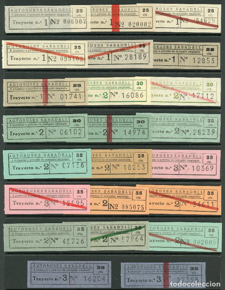 Coleccionismo Billetes de transporte: (L164) 23 BILLETES DE AUTOBUSES /OS SABADELL // A&Ntilde;OS 30...50 // U12...26