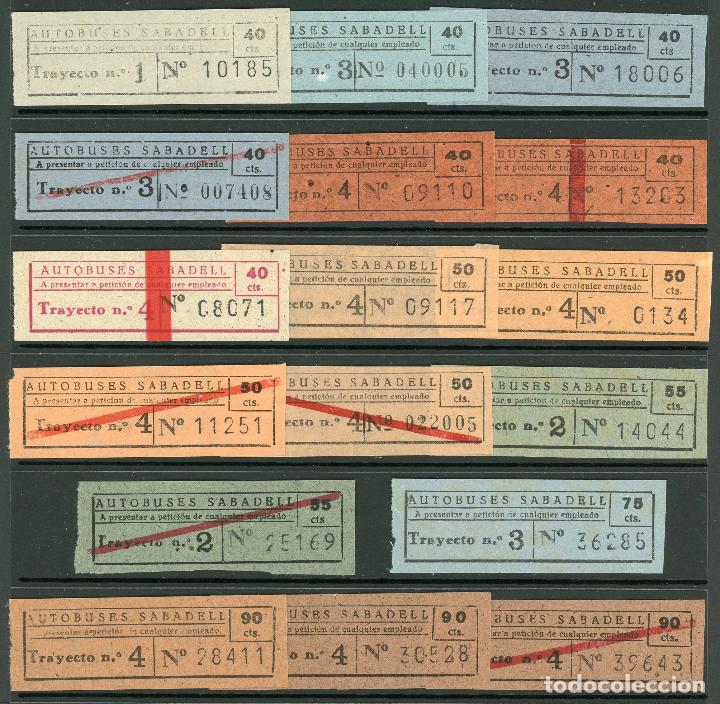 Coleccionismo Billetes de transporte: (L165) 17 BILLETES DE AUTOBUSES /OS SABADELL // A&Ntilde;OS 30...50 // U12...26