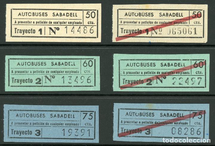 Coleccionismo Billetes de transporte: (L166) 6 BILLETES DE AUTOBUSES /OS SABADELL // A&Ntilde;OS 30...50 // U12...26