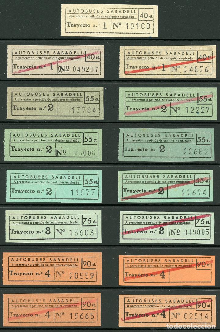 Coleccionismo Billetes de transporte: (L168) 14 BILLETES DE AUTOBUSES /OS SABADELL // A&Ntilde;OS 30...50 // U12...26