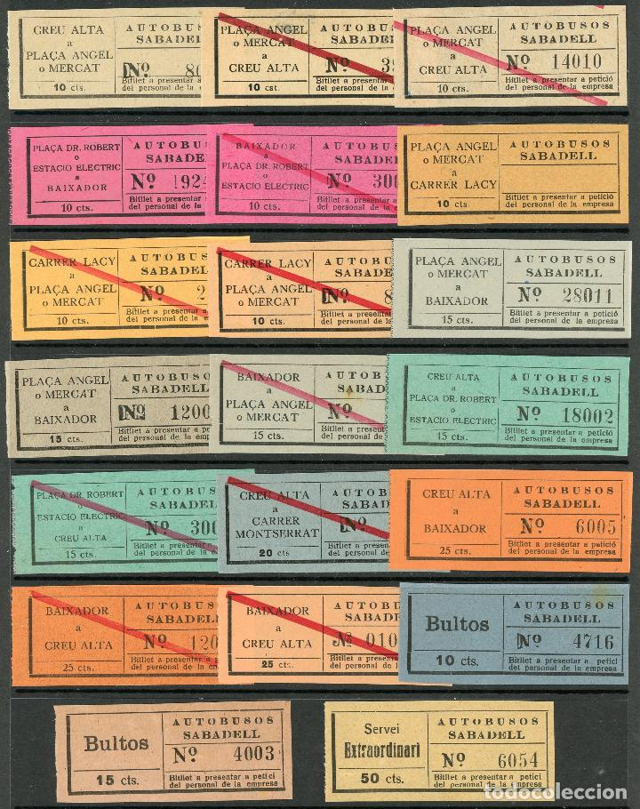 Coleccionismo Billetes de transporte: (L171) 20 BILLETES DE AUTOBUSES /OS SABADELL // A&Ntilde;OS 30...50 // U12...26