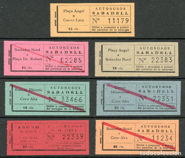 Coleccionismo Billetes de transporte: (L172) 7 BILLETES DE AUTOBUSES /OS SABADELL // A&Ntilde;OS 30...50 // U12...26