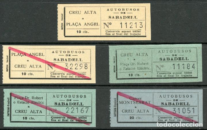 Sammeln von Fahrkarten: (L173) 5 BILLETES DE AUTOBUSES /OS SABADELL // A&Ntilde;OS 30...50 // U12...26