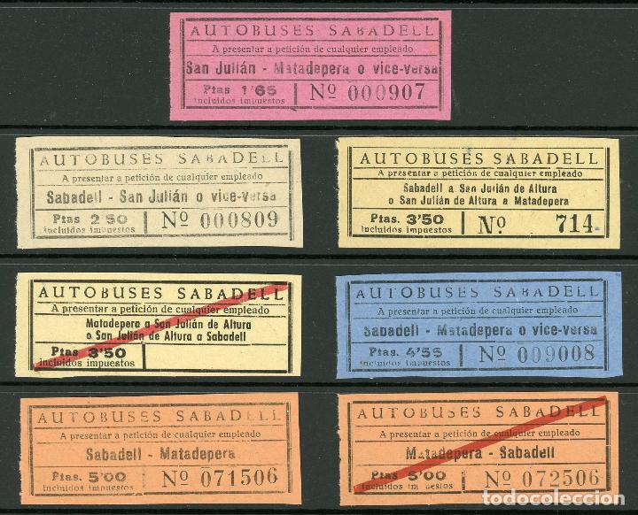 Coleccionismo Billetes de transporte: (L175) 7 BILLETES DE AUTOBUSES /OS SABADELL // A&Ntilde;OS 30...50 // U12...26