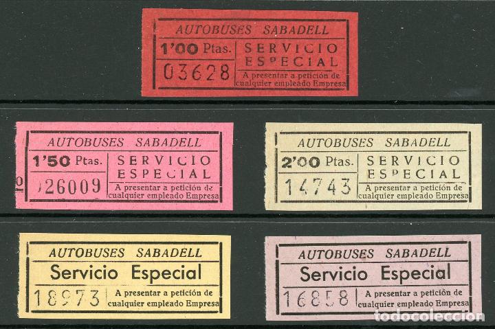 Coleccionismo Billetes de transporte: (L176) 5 BILLETES DE AUTOBUSES /OS SABADELL // A&Ntilde;OS 30...50 // U12...26
