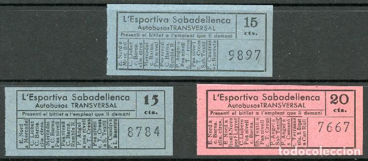 Colecionismos Bilhetes de Transporte: (L178) 3 BILLETES DE AUTOBUSES /OS SABADELL // A&Ntilde;OS 30...50 // U12...26